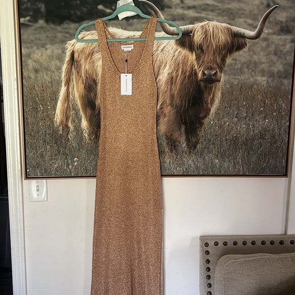 NWT Revolve Lovers and Friends Fiona Rose Gold Mesh Dress - Picture 4 of 7